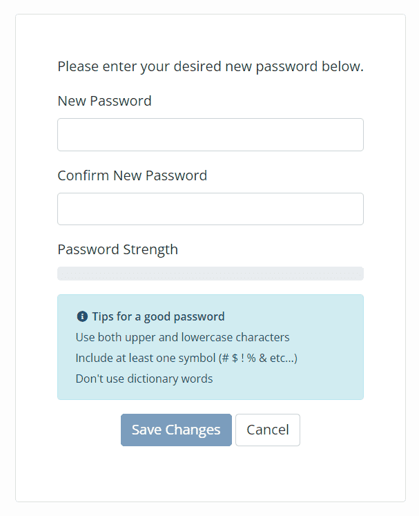 new password reset